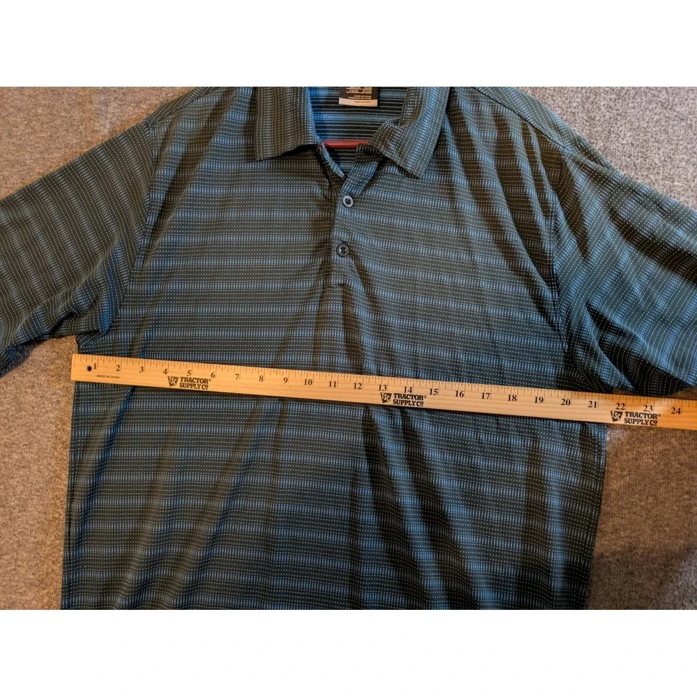 Nike Shirt Men's Golf Polo Dri Fit Blue‎ Stripe Collared Logo Size Large